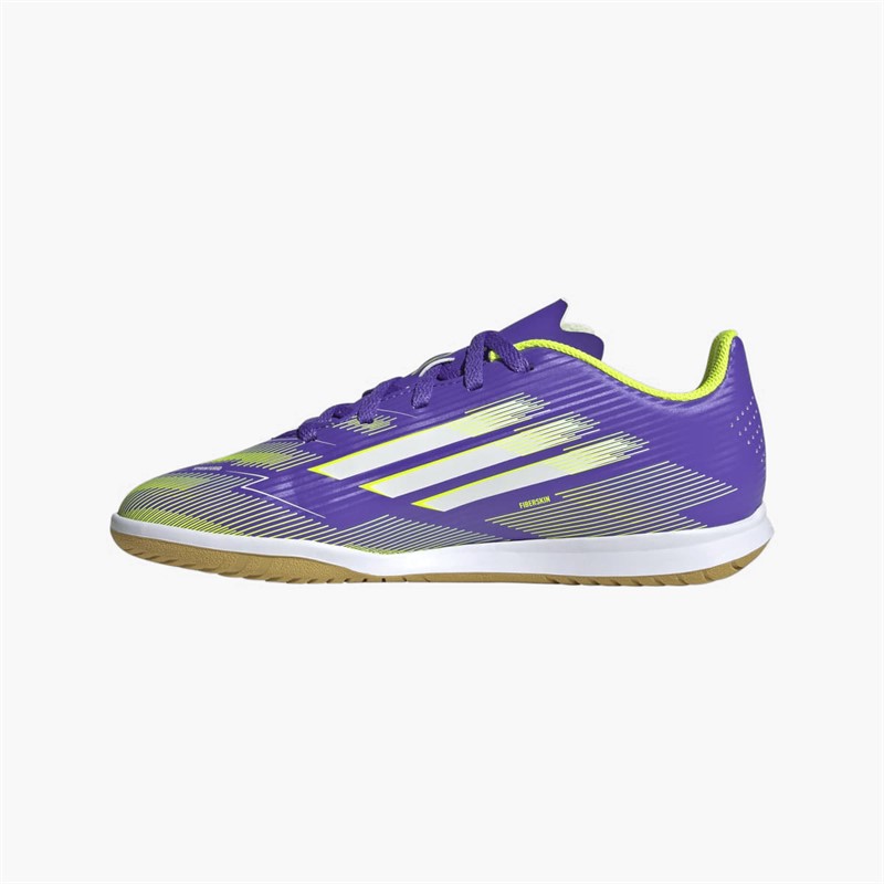 adidas Junior F50 League Radiant Blaze Pack IN Indoor Football Boots Purple Rush/Cloud White/Lucid Lemon