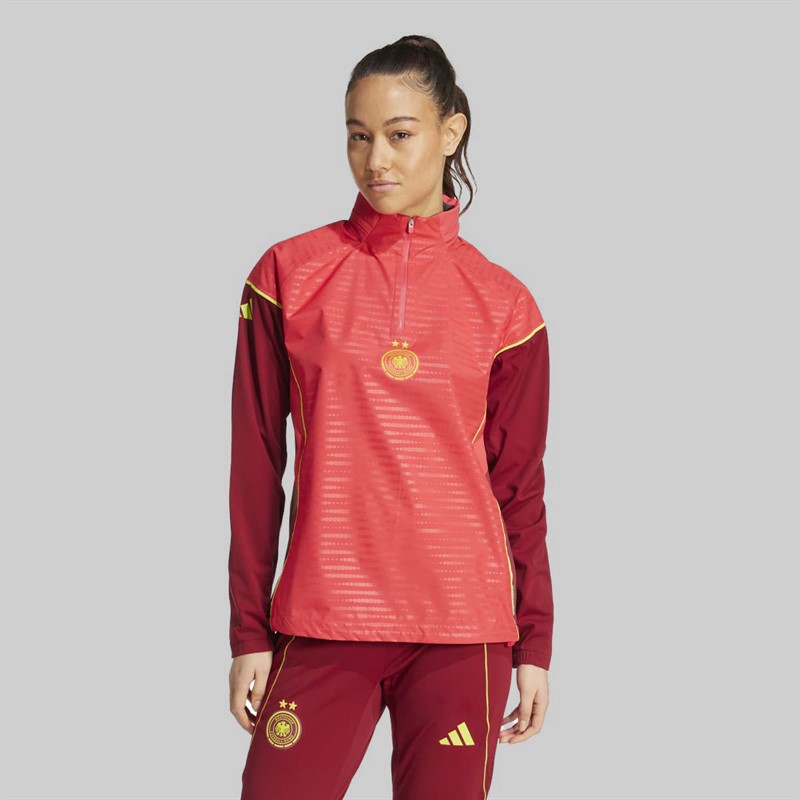 adidas Womens DFB Germany Tiro 25 Pro Rain 1/4 Zip Track Top Core Pink