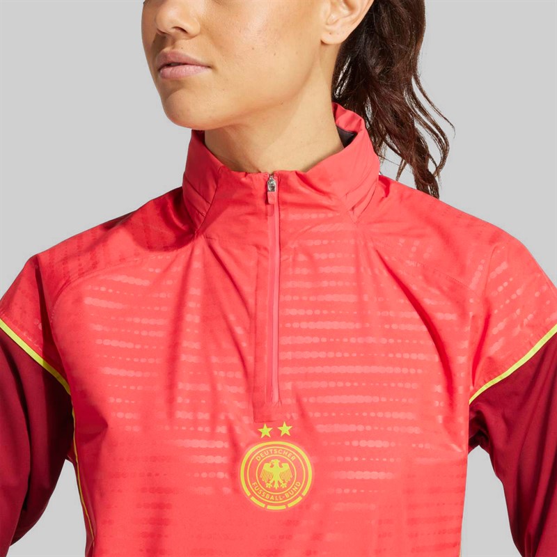adidas Womens DFB Germany Tiro 25 Pro Rain 1/4 Zip Track Top Core Pink