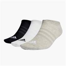 adidas Mens Thin And Light Three Pack No Show Socks Medium Grey Heather/White/Black