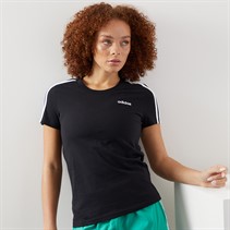 adidas Womens Essentials 3-Stripes Slim T-Shirt Black/White