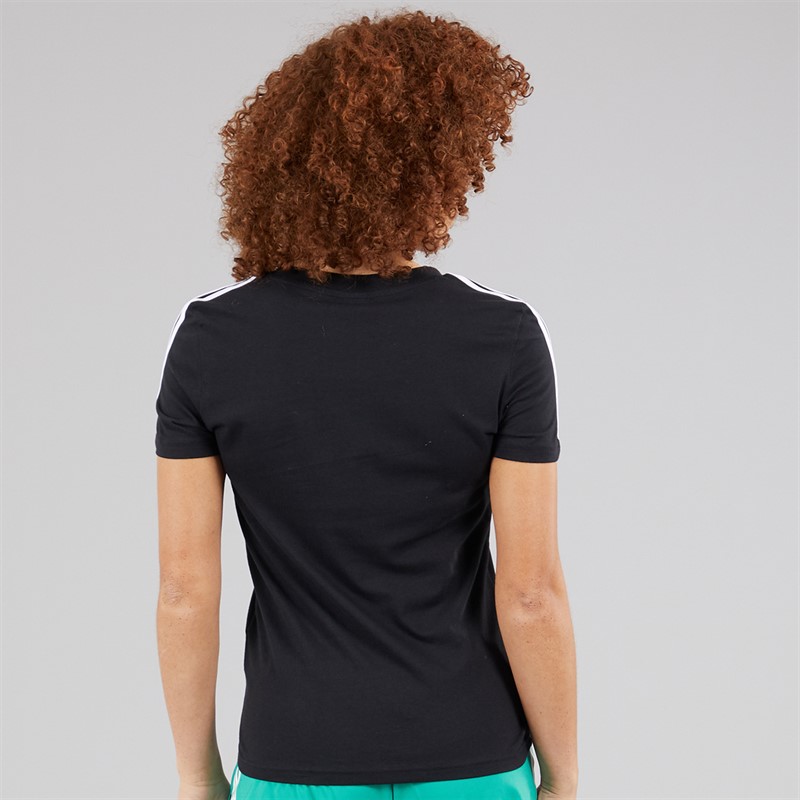 adidas Womens Essentials 3-Stripes Slim T-Shirt Black/White