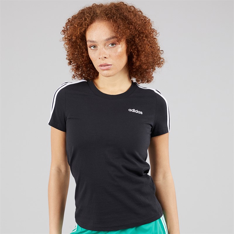 adidas Womens Essentials 3-Stripes Slim T-Shirt Black/White