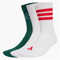 adidas Mens Logo Striped Three Pack Crew Socks White/White/Powder Plum
