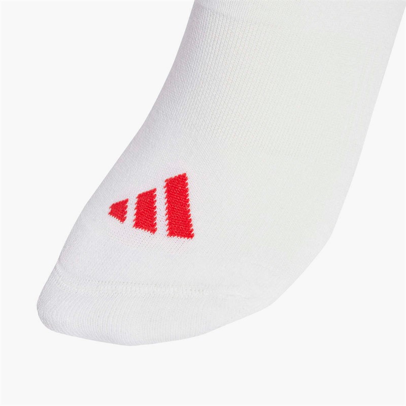 adidas Mens Logo Striped Three Pack Crew Socks White/White/Powder Plum