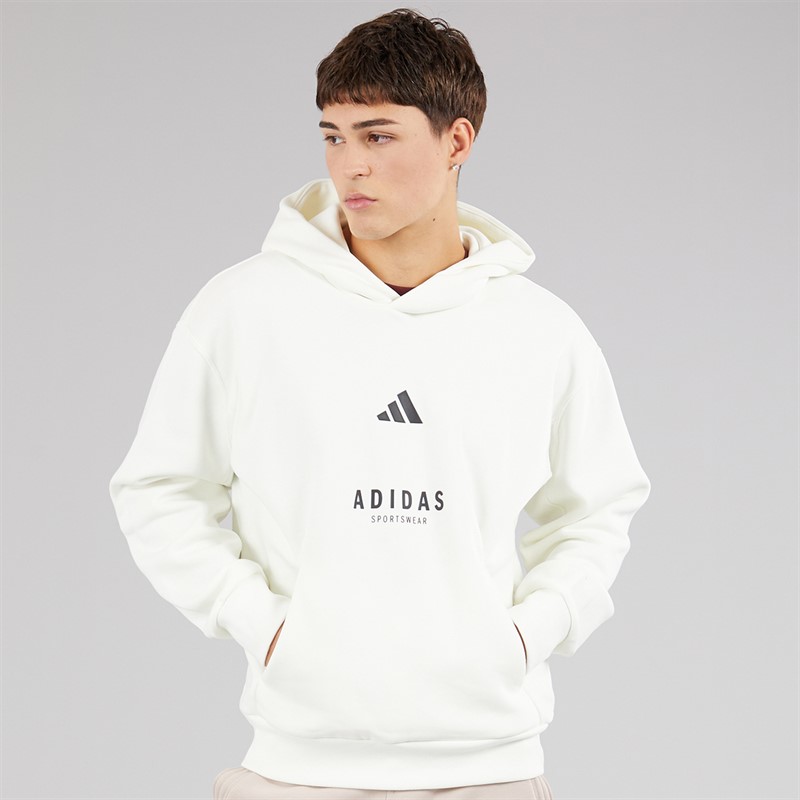 adidas Mens All SZN Graphic Hoodie Off White/Black