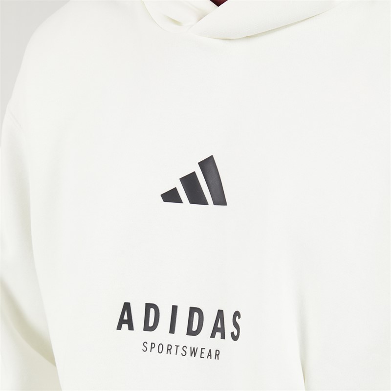 adidas Mens All SZN Graphic Hoodie Off White/Black