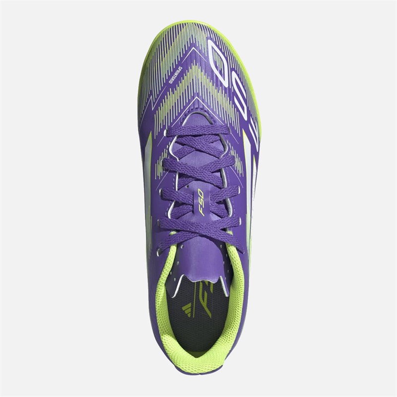 adidas Junior F50 Club Radiant Blaze Pack TF Astro Football Boots Purple Rush/Cloud White/Lucid Lemon