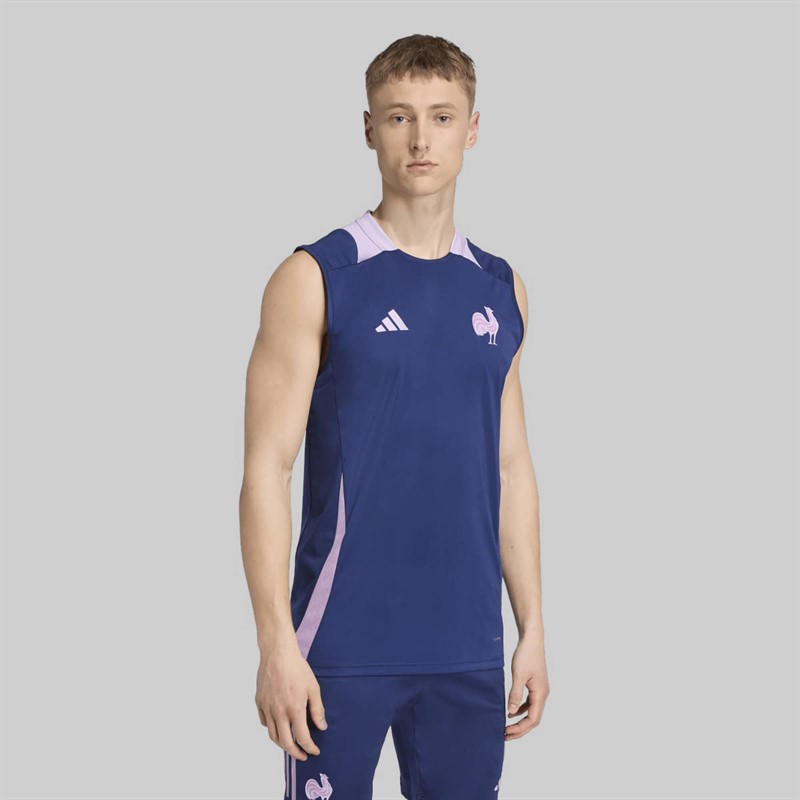adidas Mens FFR France Rugby Performance Vest Dark Blue