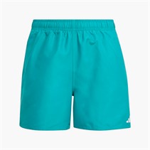 adidas Junior Boys Solid Logo Swim Shorts Pure Teal/White