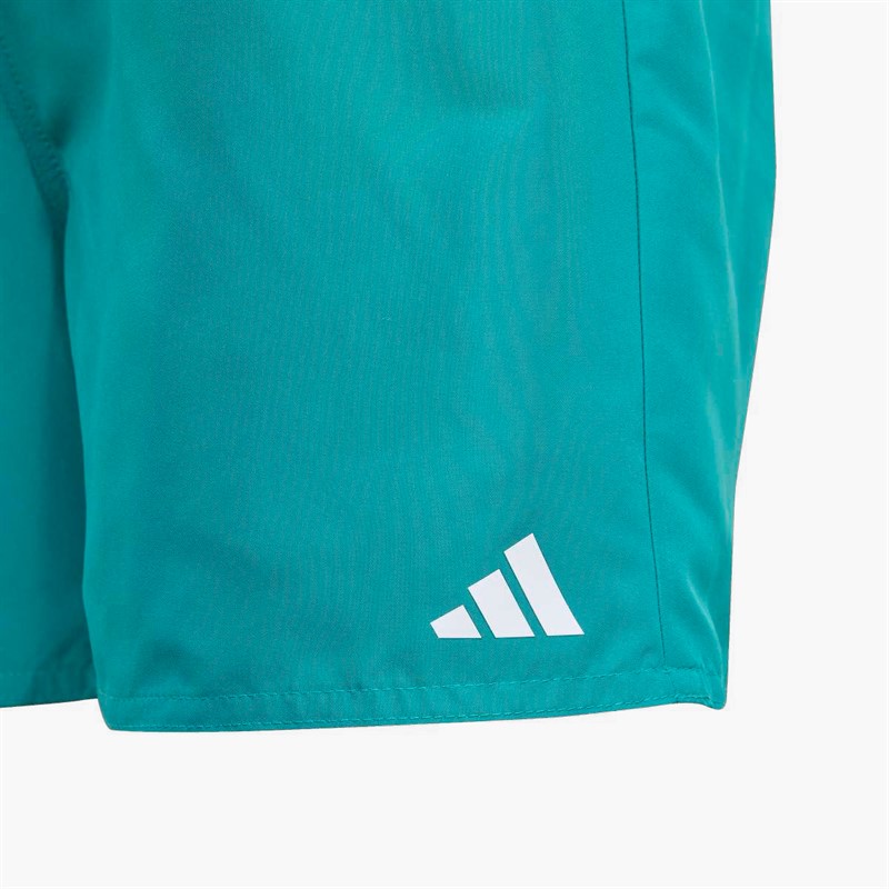 adidas Junior Boys Solid Logo Swim Shorts Pure Teal/White