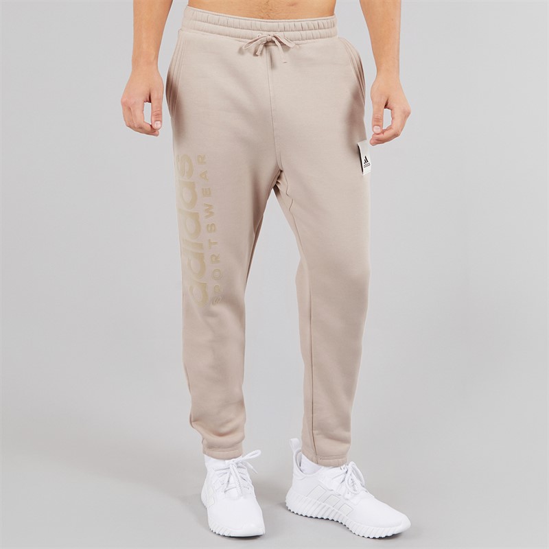 adidas Mens Lounge Graphic Fleece Joggers Wonder Taupe