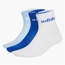 adidas Kids Linear Logo Three Pack Crew Socks White/Globe Blue/Royal Blue