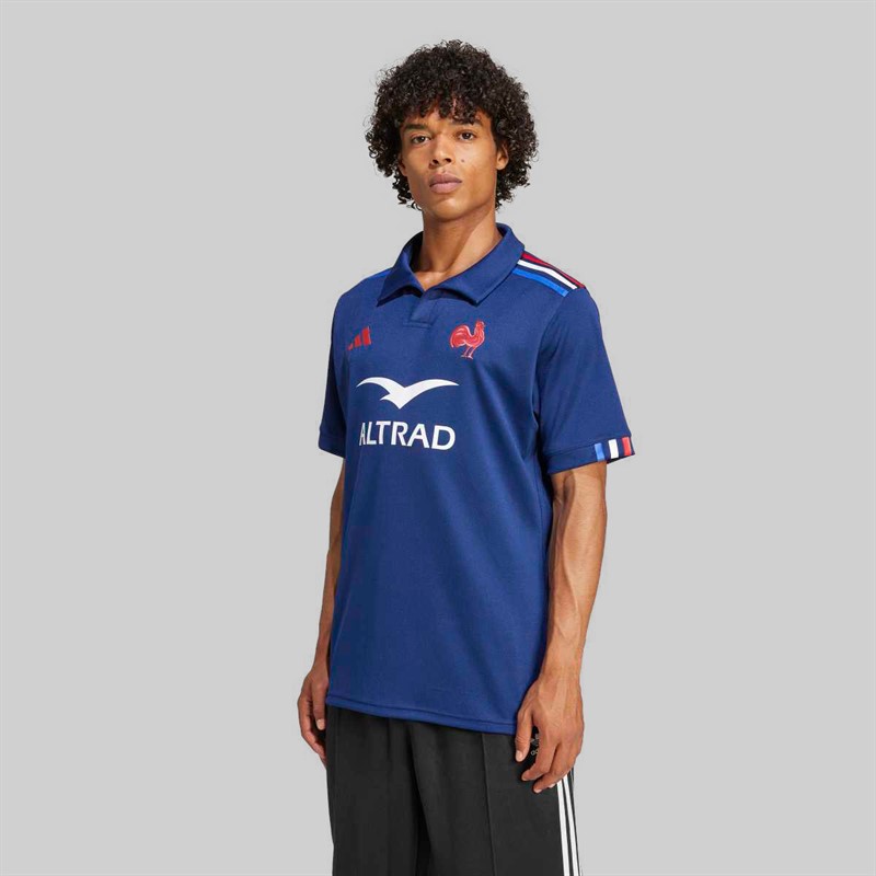 adidas Mens FFR France Rugby 24/25 Home Jersey Dark Blue
