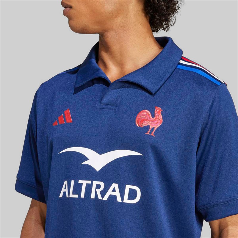 adidas Mens FFR France Rugby 24/25 Home Jersey Dark Blue