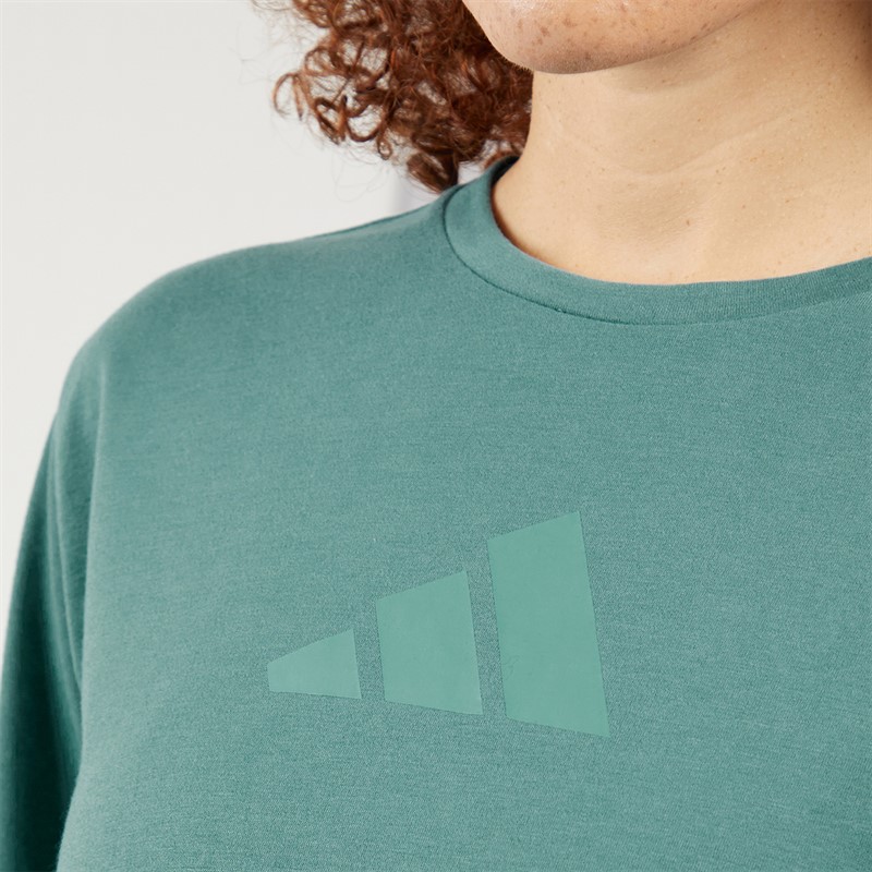 adidas Womens Train Essentials Big Logo Performance T-Shirt Preloved Teal