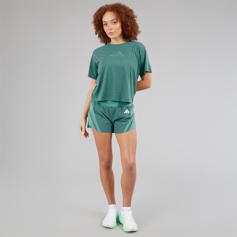 adidas Womens Train Essentials Big Logo Performance T-Shirt Preloved Teal