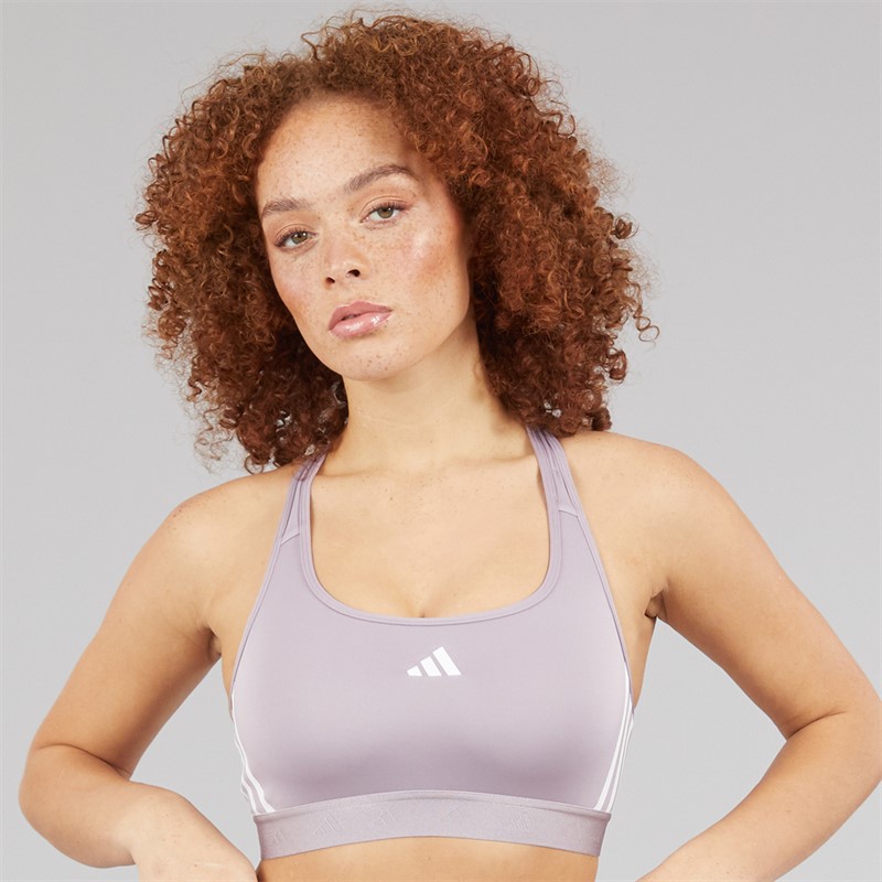adidas Womens Prime Lift React Medium Support Sports Bra Preloved Fig/White