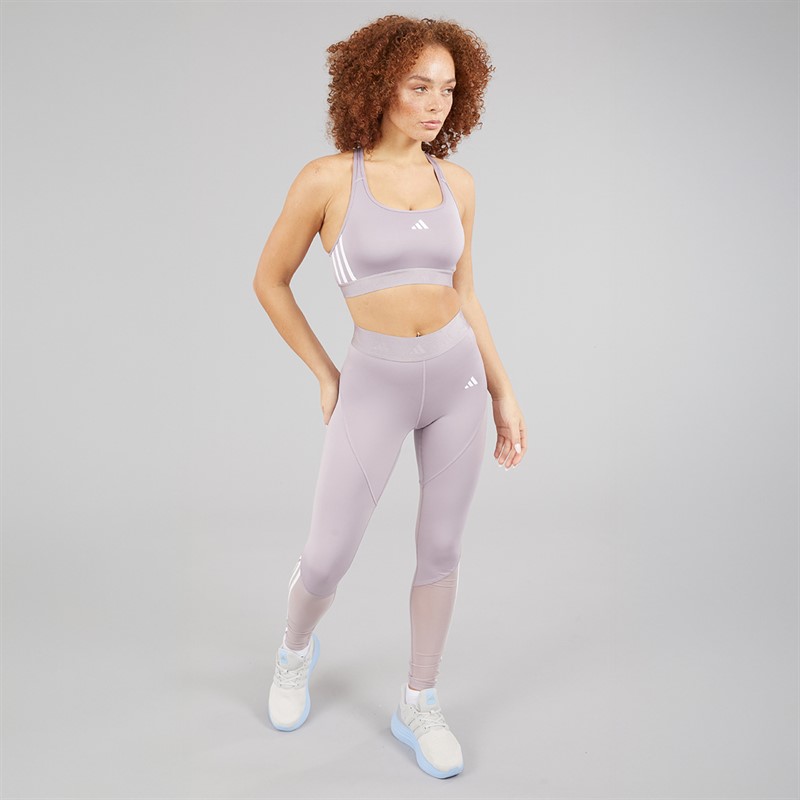 adidas Womens Prime Lift React Medium Support Sports Bra Preloved Fig/White
