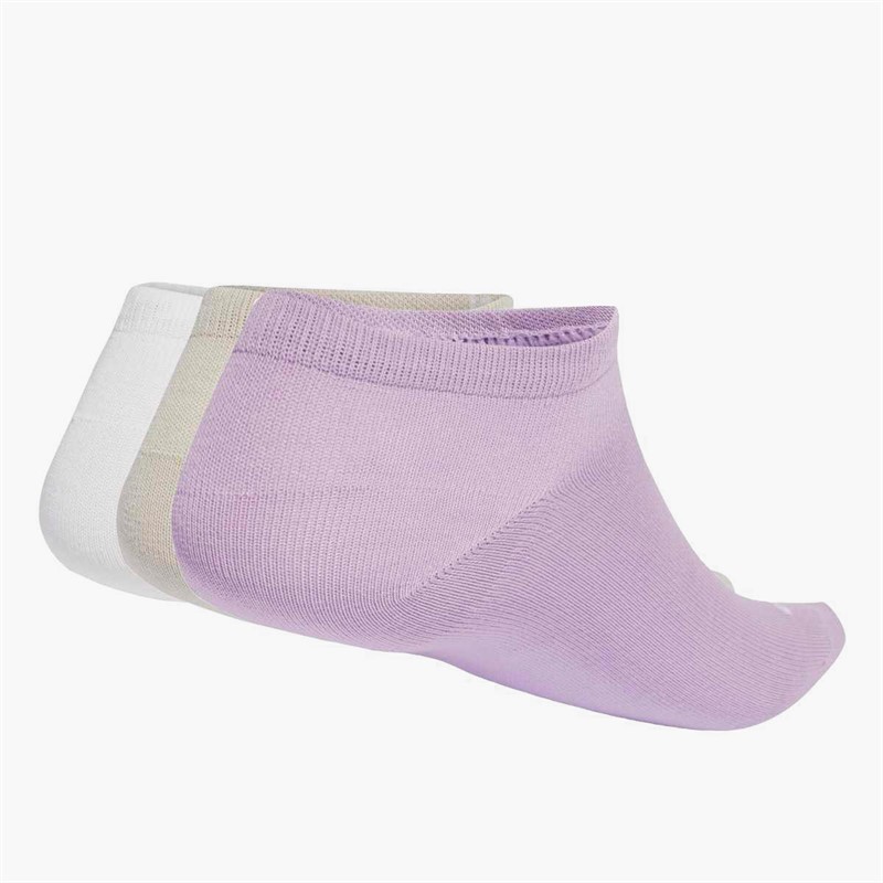 adidas Mens Thin Linear Three Pack Low Cut Socks Powder Plum/White/Halo Mint