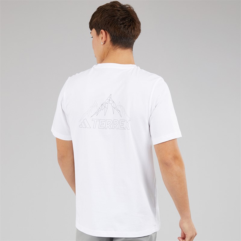 adidas Mens Terrex Mountain Graphic T-Shirt White/Grey Heather