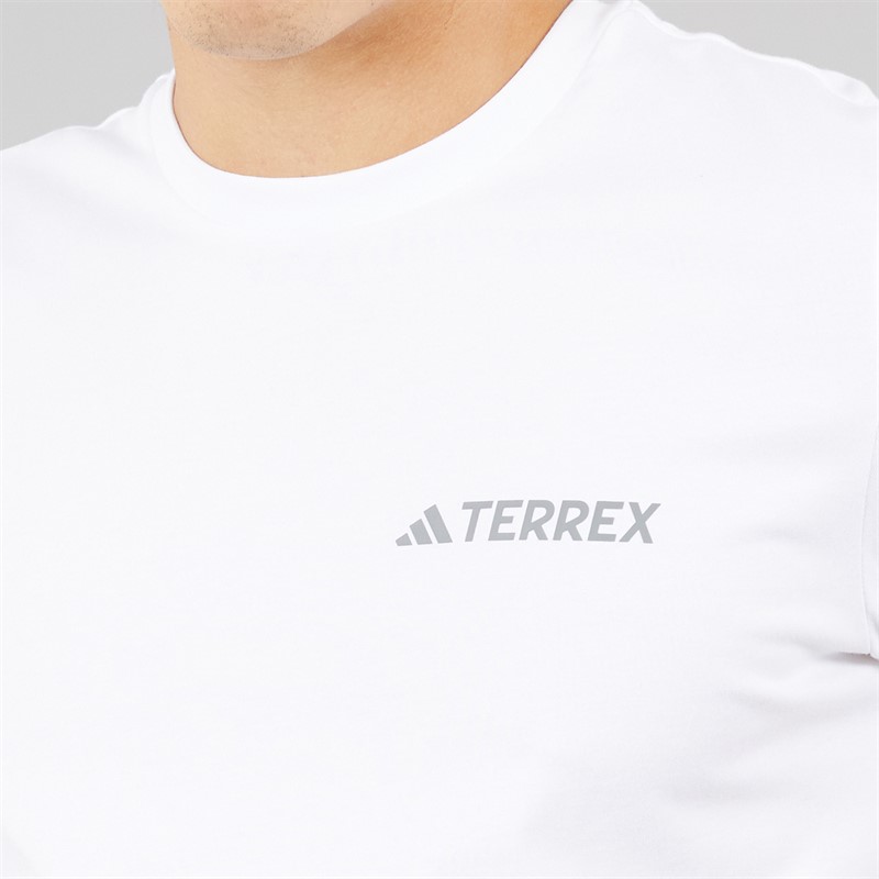 adidas Mens Terrex Mountain Graphic T-Shirt White/Grey Heather
