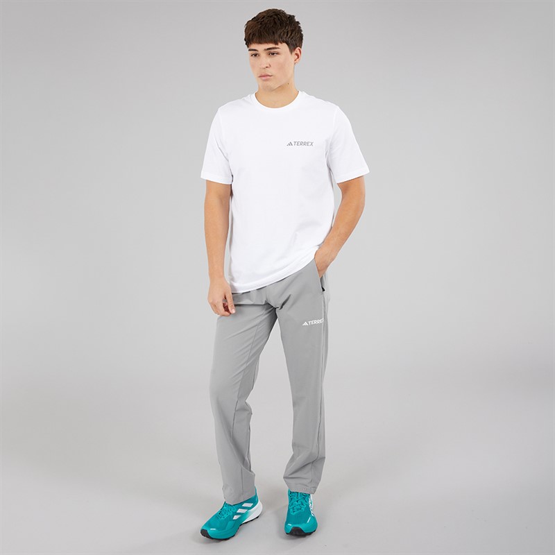 adidas Mens Terrex Mountain Graphic T-Shirt White/Grey Heather