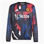 adidas Mens MUFC Manchester United 24/25 Pre Match Warm Up Long Sleeve Top Black/Mufc Red/Off White/Team Coll Burgundy