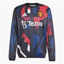 adidas Mens MUFC Manchester United 24/25 Pre Match Warm Up Long Sleeve Top Black/Mufc Red/Off White/Team Coll Burgundy