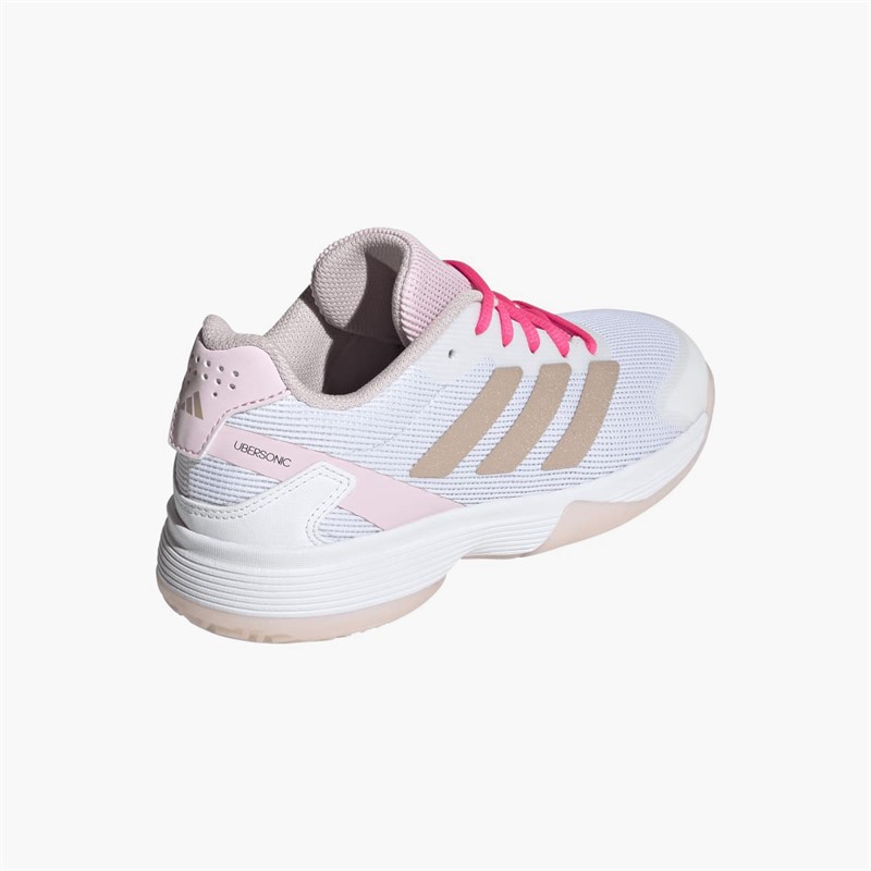 adidas Junior Girls Ubersonic All Court Tennis Shoes Off White/Silver Metallic/Powder Plum