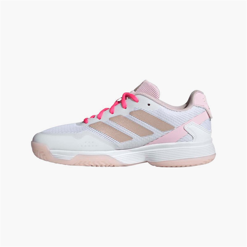 adidas Junior Girls Ubersonic All Court Tennis Shoes Off White/Silver Metallic/Powder Plum