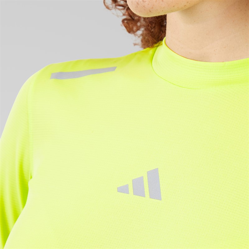 adidas Womens Ultimate Reflective Long Sleeve Running Top Pulse Lime