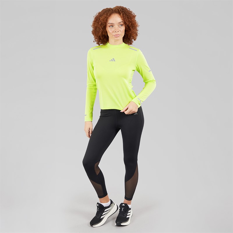 adidas Womens Ultimate Reflective Long Sleeve Running Top Pulse Lime