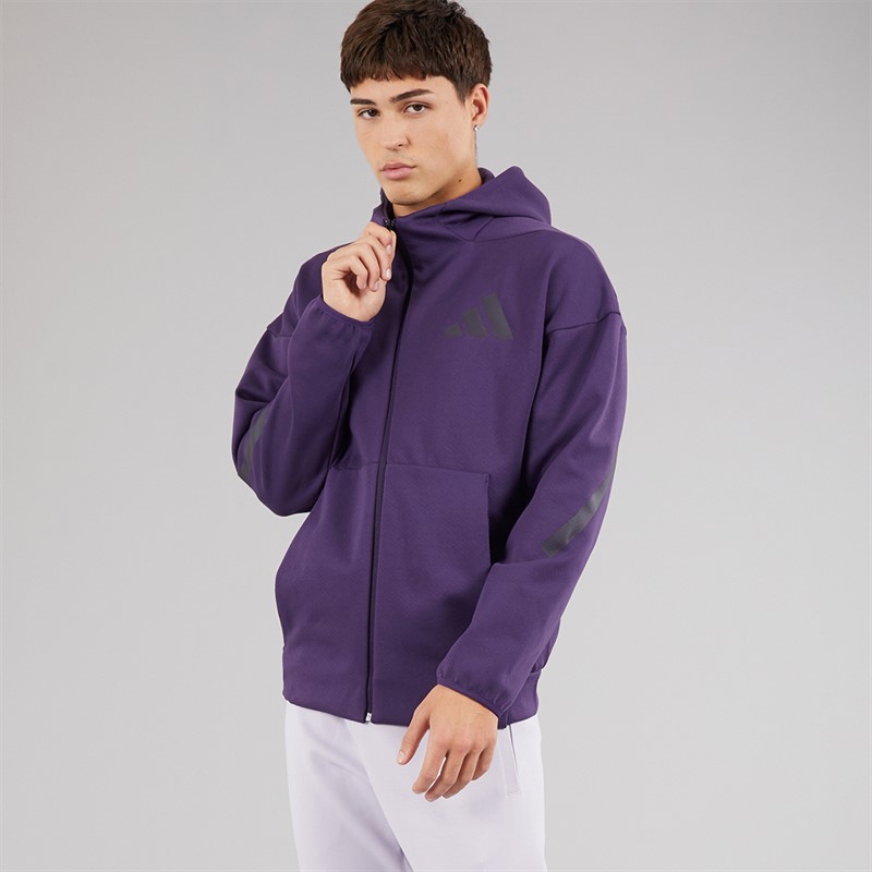 adidas Mens Z.N.E Full Zip Hoodie Aurora Plum
