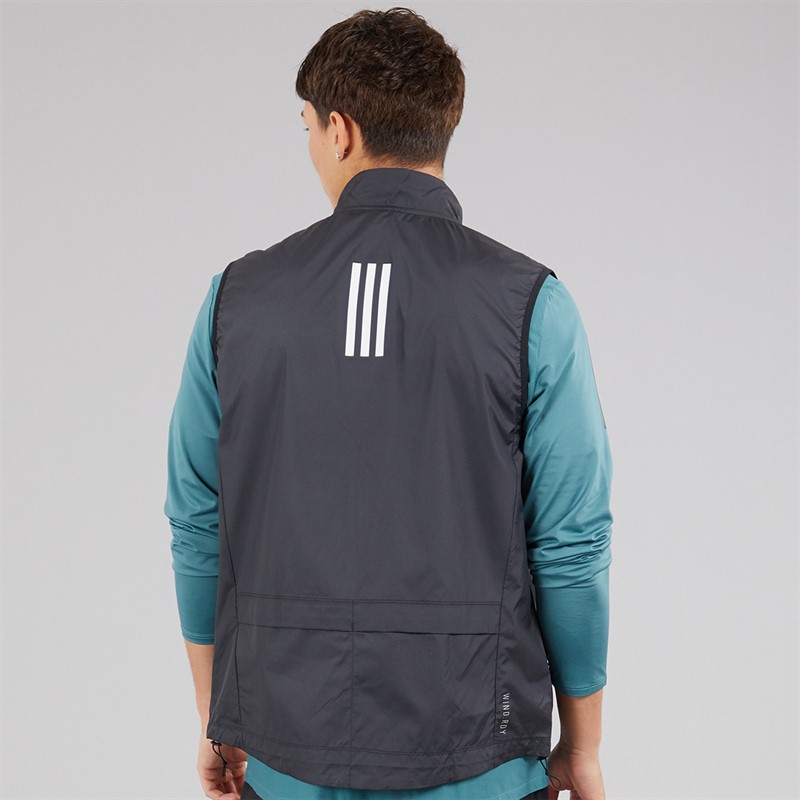 adidas Mens Own The Run Full Zip Running Gilet Black