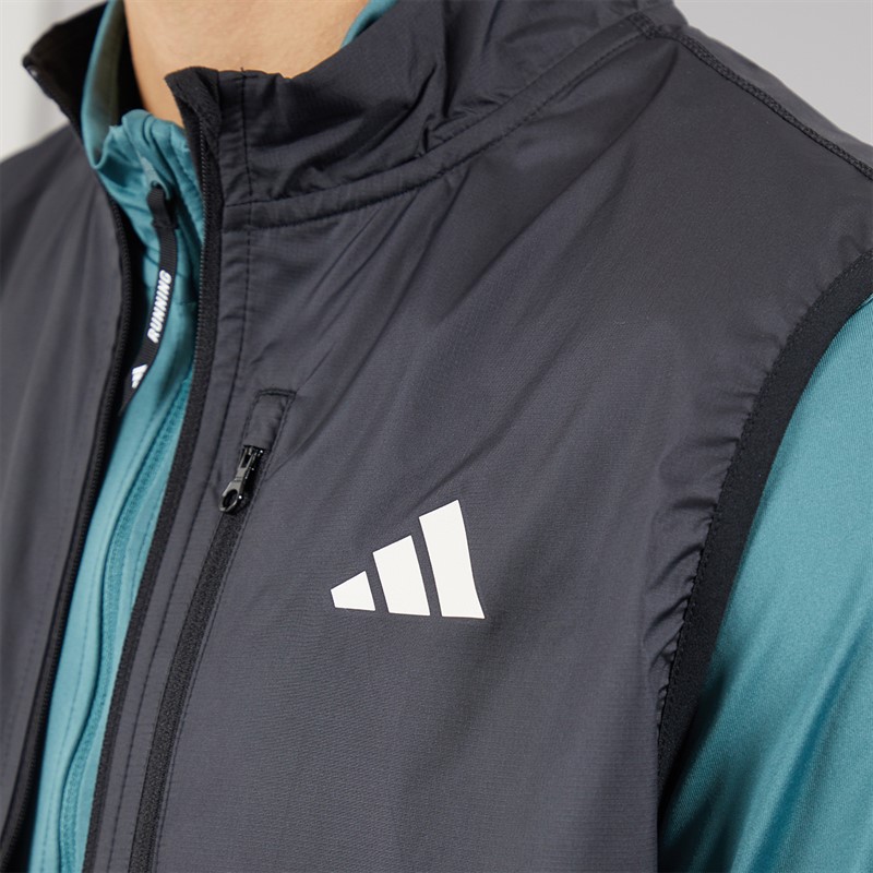 adidas Mens Own The Run Full Zip Running Gilet Black