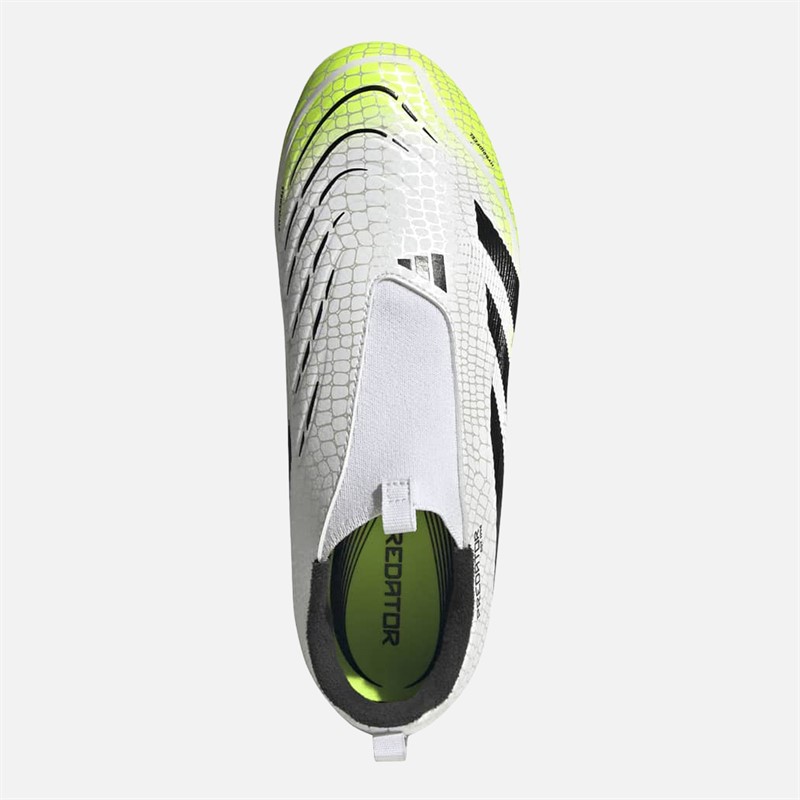 adidas Junior Predator League Laceless Radiant Blaze Pack FG/MG Football Boots Cloud White/Core Black/Lucid Lemon