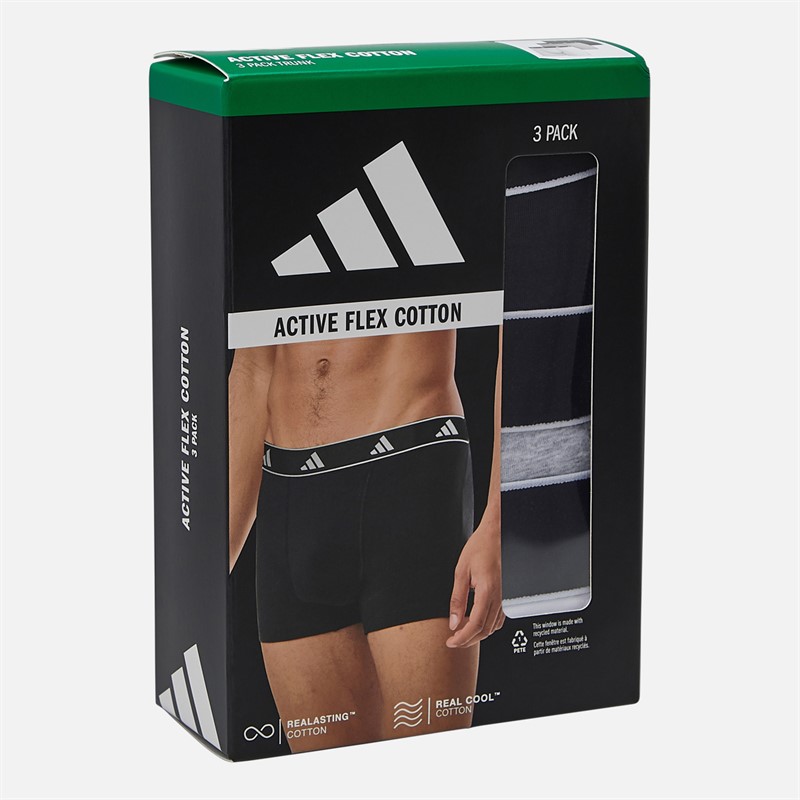 adidas Mens Active Flex Three Pack Trunks Assorted