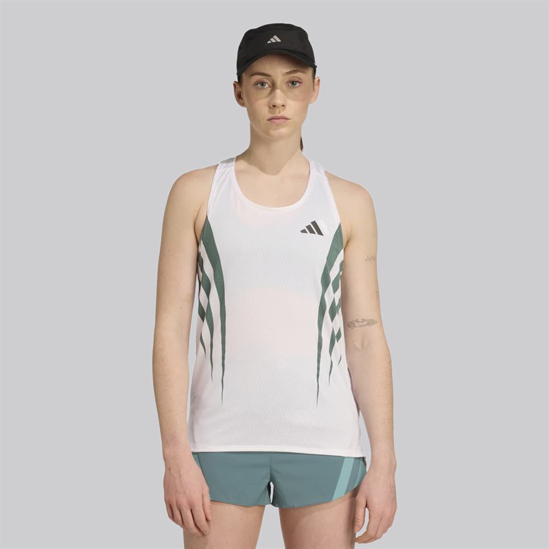 adidas Adizero Archive running singlet dla niej kolor Biały/Preloved Teal