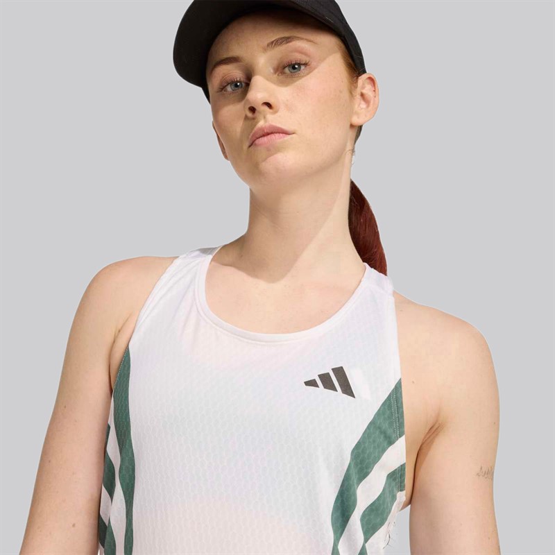 adidas Adizero Archive running singlet dla niej kolor Biały/Preloved Teal