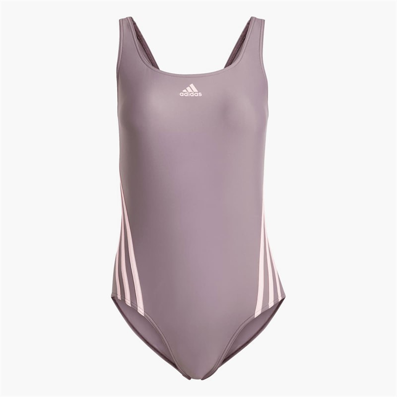 adidas Maillot de bain 3 bandes Femme Shadow Fig/Pink Spark
