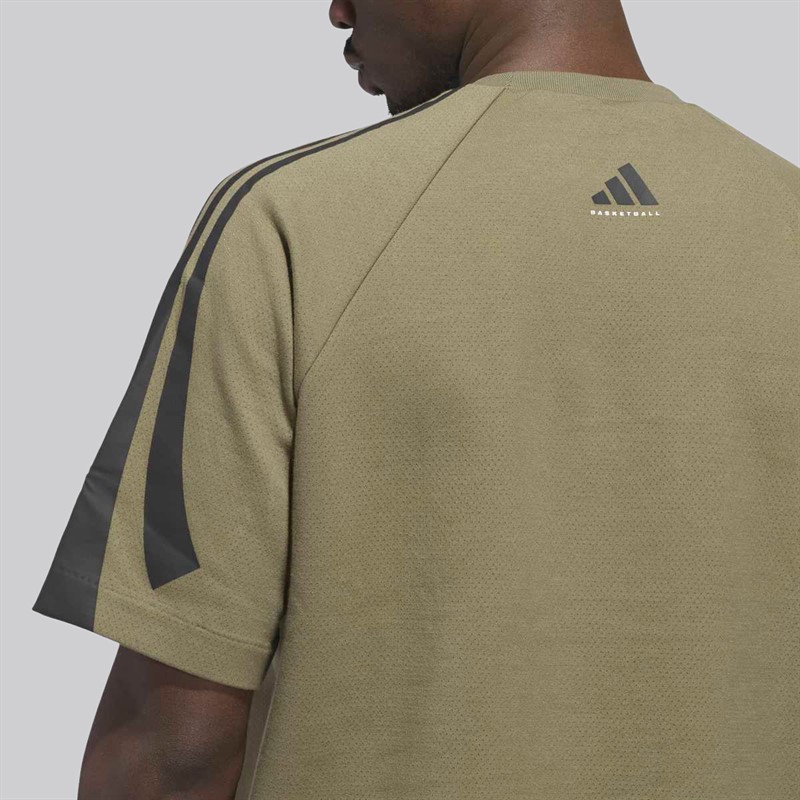 adidas Bluza z krótkim rękawem do koszykówki adidas dla niego kolor Olive Strata