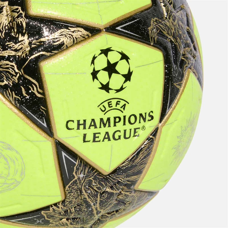 adidas Herre UEFA Champions League Pro Vinter Fodbold (FIFA Pro Certificeret) Solar Yellow/Sort/Gold Metallic/Silver Metallic