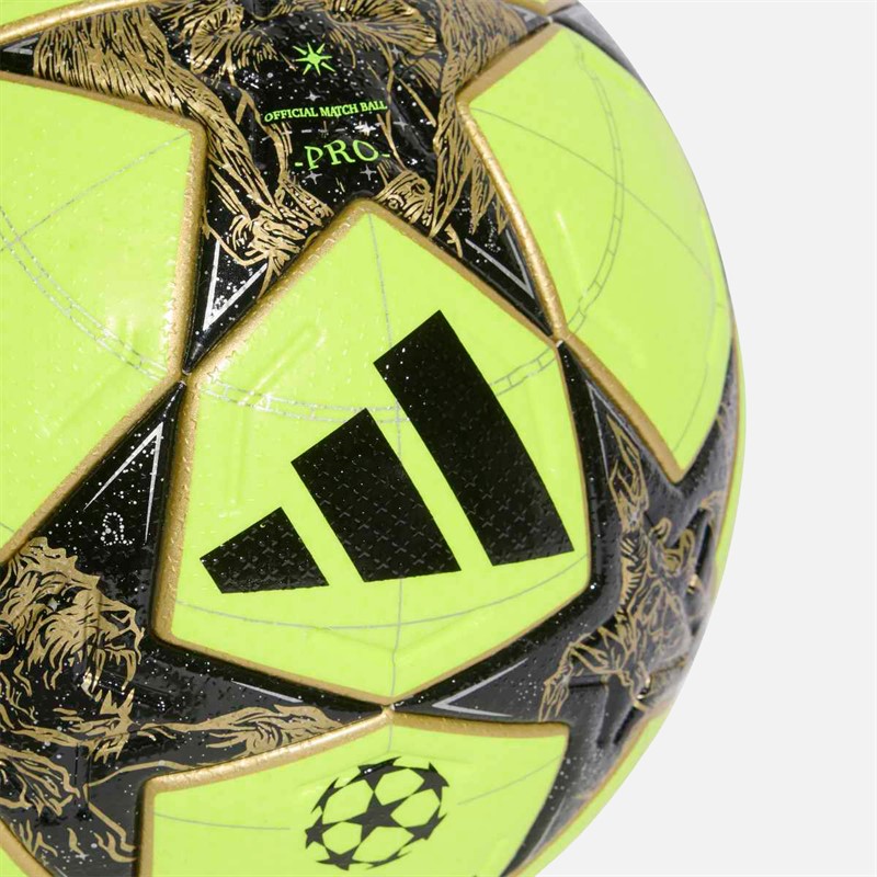 adidas Herre UEFA Champions League Pro Vinter Fodbold (FIFA Pro Certificeret) Solar Yellow/Sort/Gold Metallic/Silver Metallic