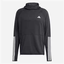 adidas Herre Own The Run 3-Stripes Løbe Hættetrøje Sort