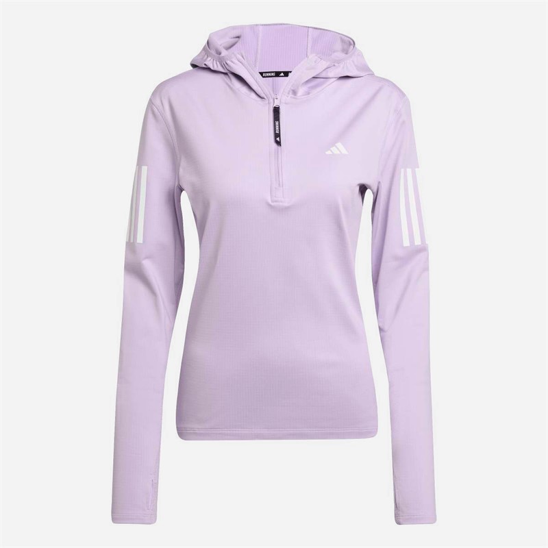 adidas Hooded half-zip Own The Run Winterized dla niej kolor Powder Plum