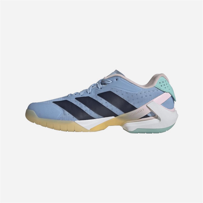 adidas Courterblast Adizero buty halowe dla niej kolor Glow Blue/Shadow Navy/Clear Pink