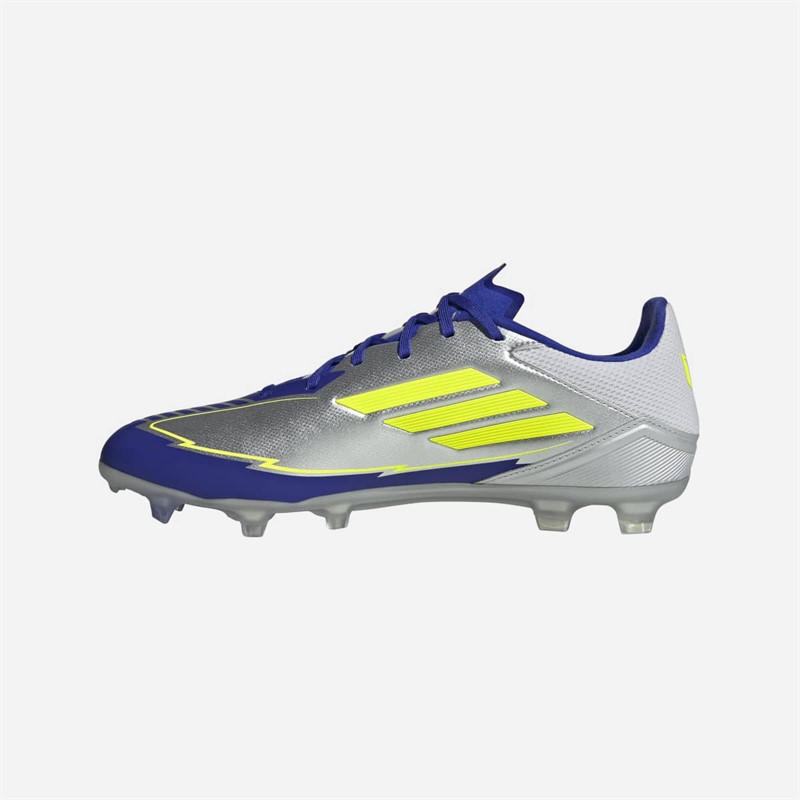 adidas Herre F50 League Messi La Vida Rapida Pakke FG/MG Fast Underlag/Multi Underlag Fodboldstøvler Silver Metallic/Solar Yellow/Lucid Blue