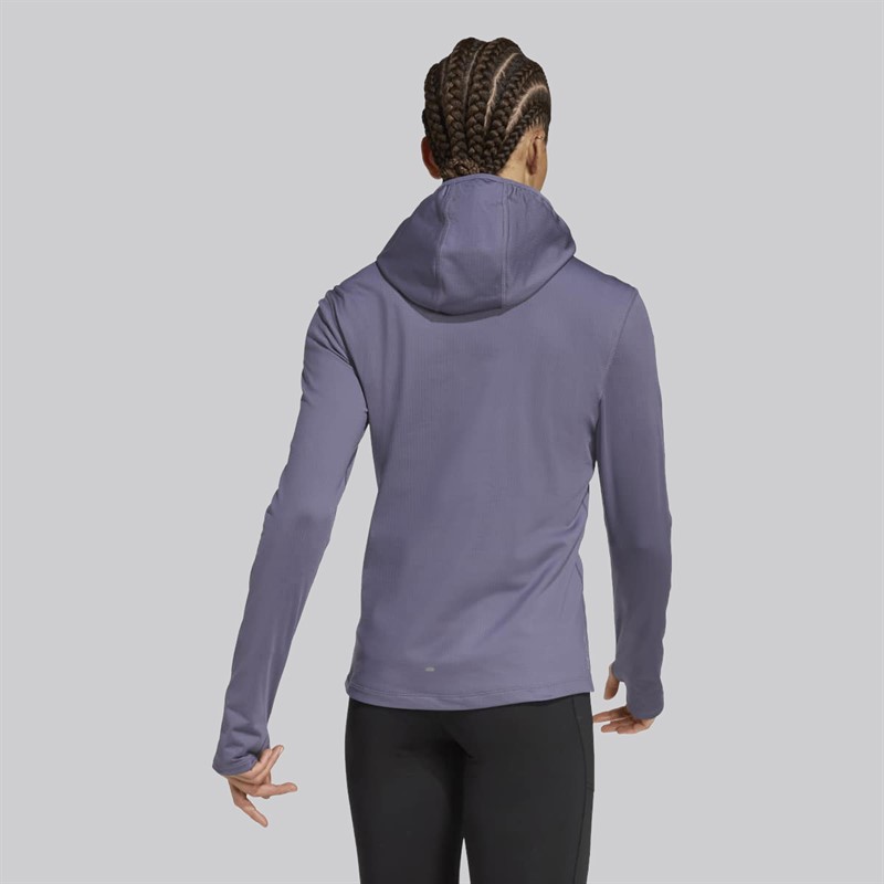 adidas Hooded half-zip Own The Run Winterized dla niej kolor Preloved Violet