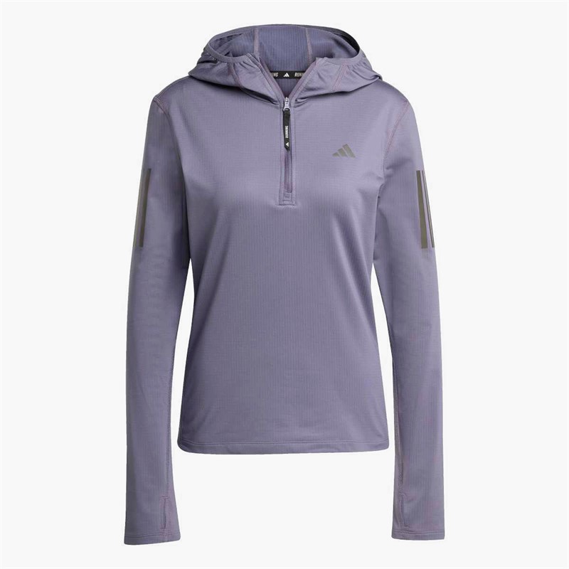 adidas Hooded half-zip Own The Run Winterized dla niej kolor Preloved Violet